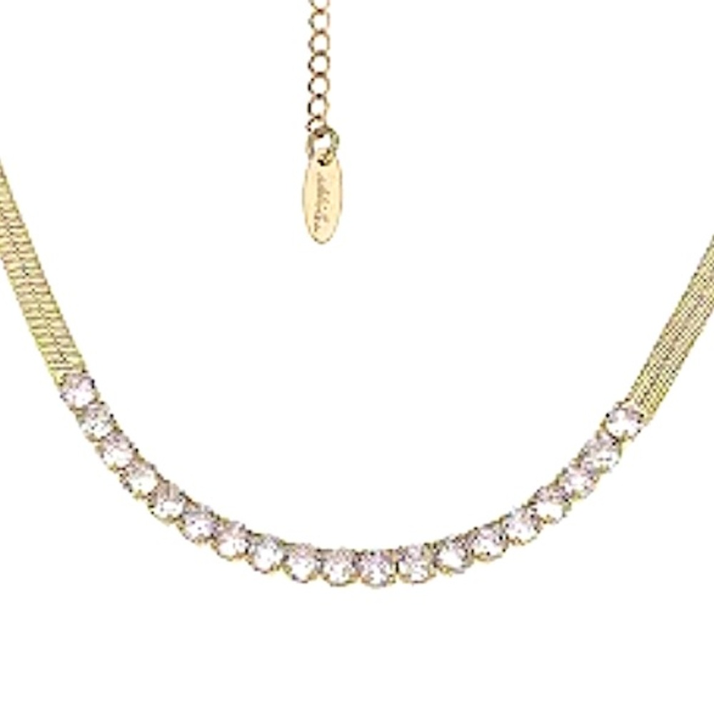 NWT New Macy’s Ettika 18k Gold Plated Necklace Cubic Zirconia Rhinestones